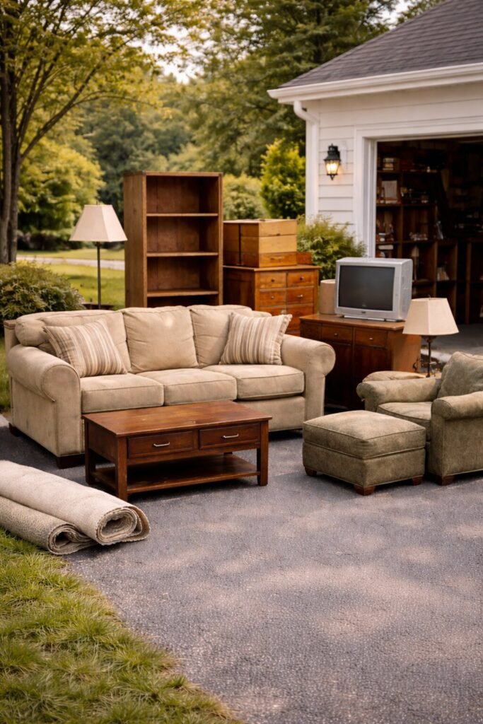 Removal of old sofas, mattresses, and bulky furniture from a residence.